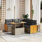 6-piece Lounge Set with cushions poly rattan beige