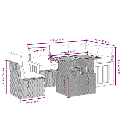 6-Delige Loungeset Met Kussens Poly Rattan Zwart