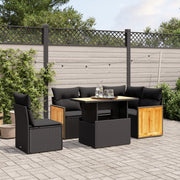 Loungeset poly rattan 6-delig zwart