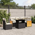 6-piece Lounge Set with cushions poly rattan black