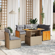 Loungeset 6-delig poly rattan beige