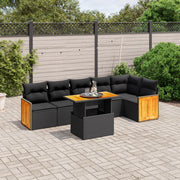 Loungeset poly rattan 7-delig zwart