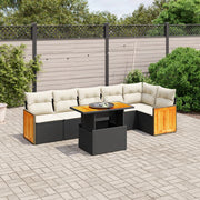 Loungeset 7-delig poly rattan zwart