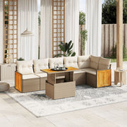 Loungeset 7-delig poly rattan beige