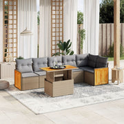 Loungeset 7-delig poly rattan beige