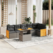 Loungeset 7-delig poly rattan grijs
