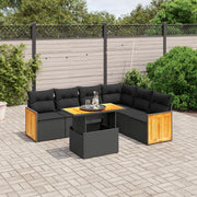 Loungeset 7-delig poly rattan zwart