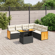 Loungeset 7-delig poly rattan zwart