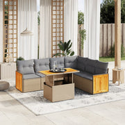 Loungeset 7-delig poly rattan beige