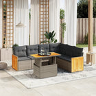 7-delige Loungeset met kussens poly rattan grijs