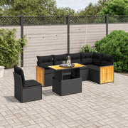 Loungeset 7-delig poly rattan zwart