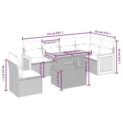 7-Delige Loungeset Met Kussens Poly Rattan Zwart