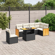 Loungeset 7-delig poly rattan zwart