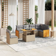 Loungeset 7-delig poly rattan beige