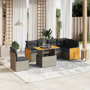 Loungeset 7-delig poly rattan grijs