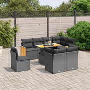 Loungeset 9-delig poly rattan zwart