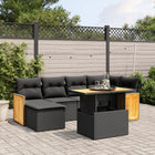 7-Delige Loungeset Met Kussens Poly Rattan Zwart