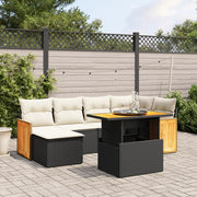 7-piece lounge set with cushions poly rattan black