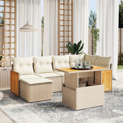 Loungeset 7-delig poly rattan beige