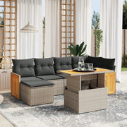 Loungeset 7-delig poly rattan grijs