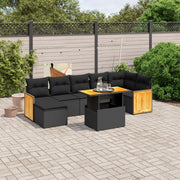 Loungeset 8-delig poly rattan zwart