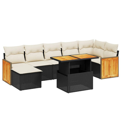 8-Delige Loungeset Met Kussens Poly Rattan Zwart