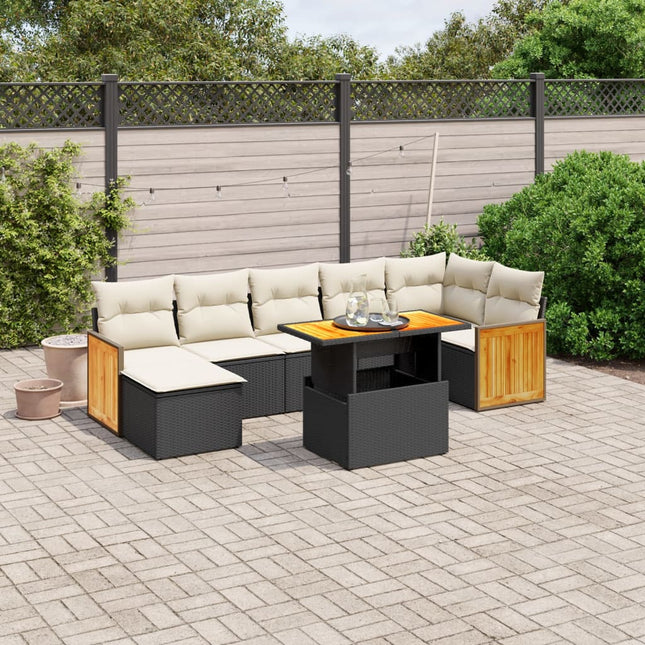 8-Delige Loungeset Met Kussens Poly Rattan Zwart