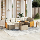 8-delige Loungeset met kussens poly rattan beige