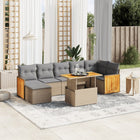 8-delige Loungeset met kussens poly rattan beige