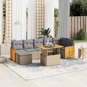 Loungeset 8-delig poly rattan beige