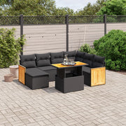 Loungeset 8-delig poly rattan zwart
