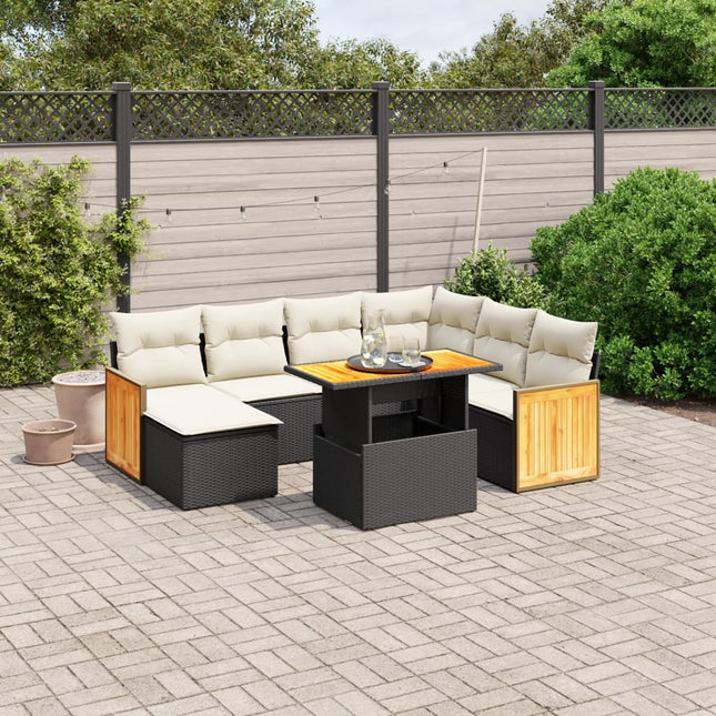 8-Delige Loungeset Met Kussens Poly Rattan Zwart