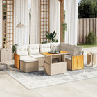 8-delige Loungeset met kussens poly rattan beige