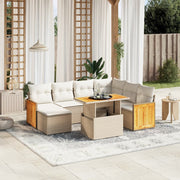Loungeset poly rattan 8-delig beige