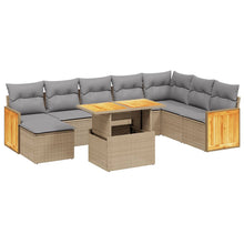 9-delige Loungeset met kussens poly rattan beige
