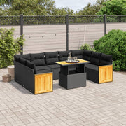 Loungeset 10-delig poly rattan zwart