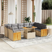 Loungeset 10-delig poly rattan beige