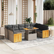 Loungeset 10-delig poly rattan grijs