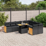 Loungeset poly rattan 10-delig zwart