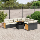 10-Delige Loungeset Met Kussens Poly Rattan Zwart