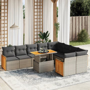 Loungeset 10-delig poly rattan grijs