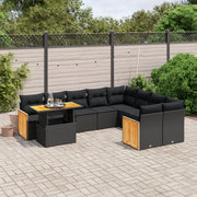 Loungeset 10-delig poly rattan zwart