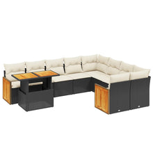 10-Delige Loungeset Met Kussens Poly Rattan Zwart