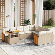 Loungeset 10-delig poly rattan beige