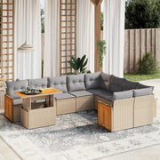 Loungeset poly rattan 10-delig beige
