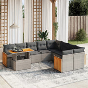 Loungeset 10-delig poly rattan grijs