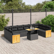 Loungeset 11-delig poly rattan zwart