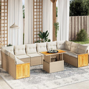 Tuinset 11-delig poly rattan beige