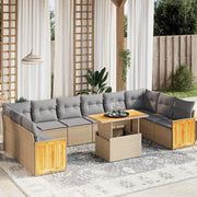 Tuinset 11-delig poly rattan beige