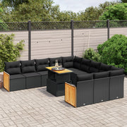Loungeset 11-delig poly rattan zwart